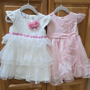 2 For 1 Pink and White Ruffled Dresses